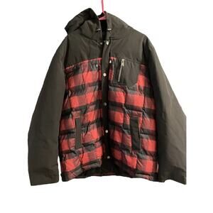 Pendleton Mens Puffer Winter Jacket Down Red Black Buffalo Check Plaid Sz XXL